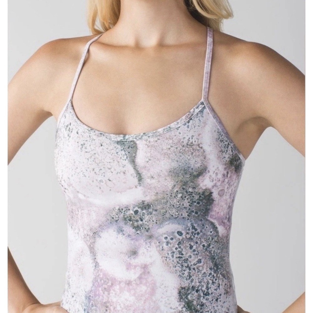 Lululemon Power Y Tank Top Sugar Crush Multi Color Pink Athletic Bra Yoga Size 8
